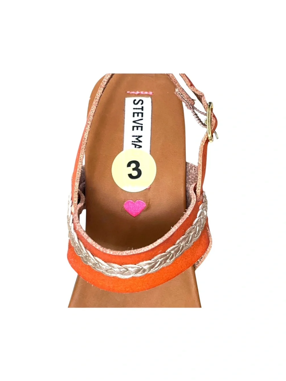NEW Steve Madden Jsaylorr Girls Size 3 Braided Strappy Sandals Orange Gold